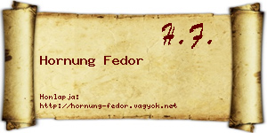 Hornung Fedor névjegykártya